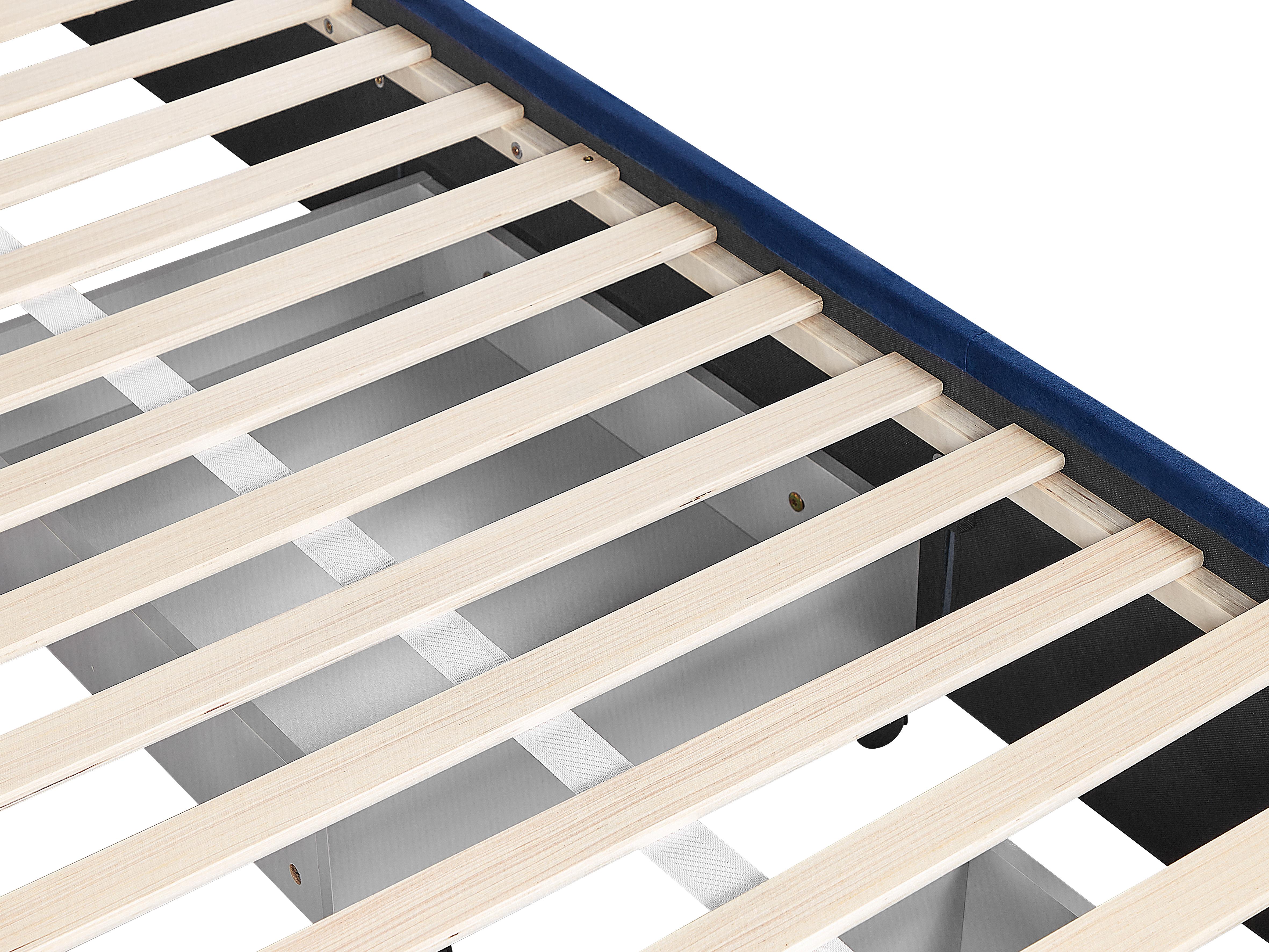 Bed met opbergladen Fluweel LIEVIN 180 x 200 cm Marineblauw