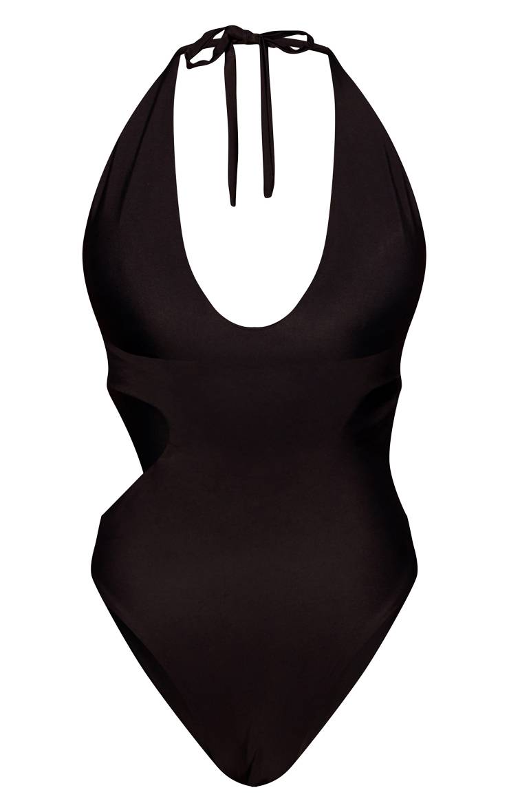 Noir Maillot De Bain Plongeant À Découpes