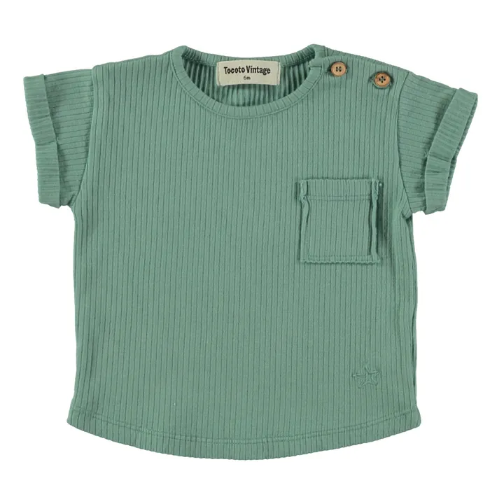Tocoto Vintage T-Shirt Baby Côtelé  | Vert