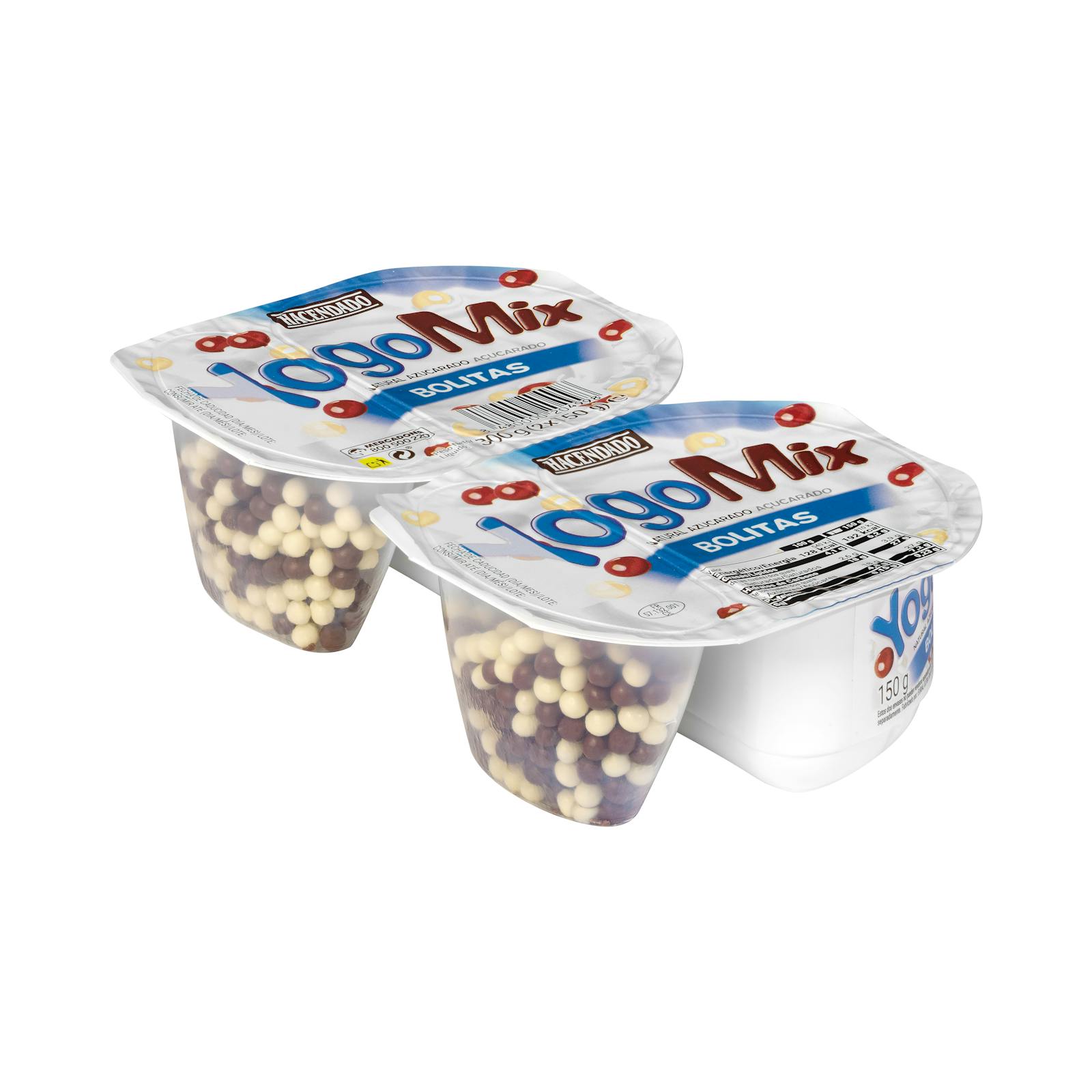 Boules de yaourt sucrées YogoMix Hacendado avec boules de chocolat