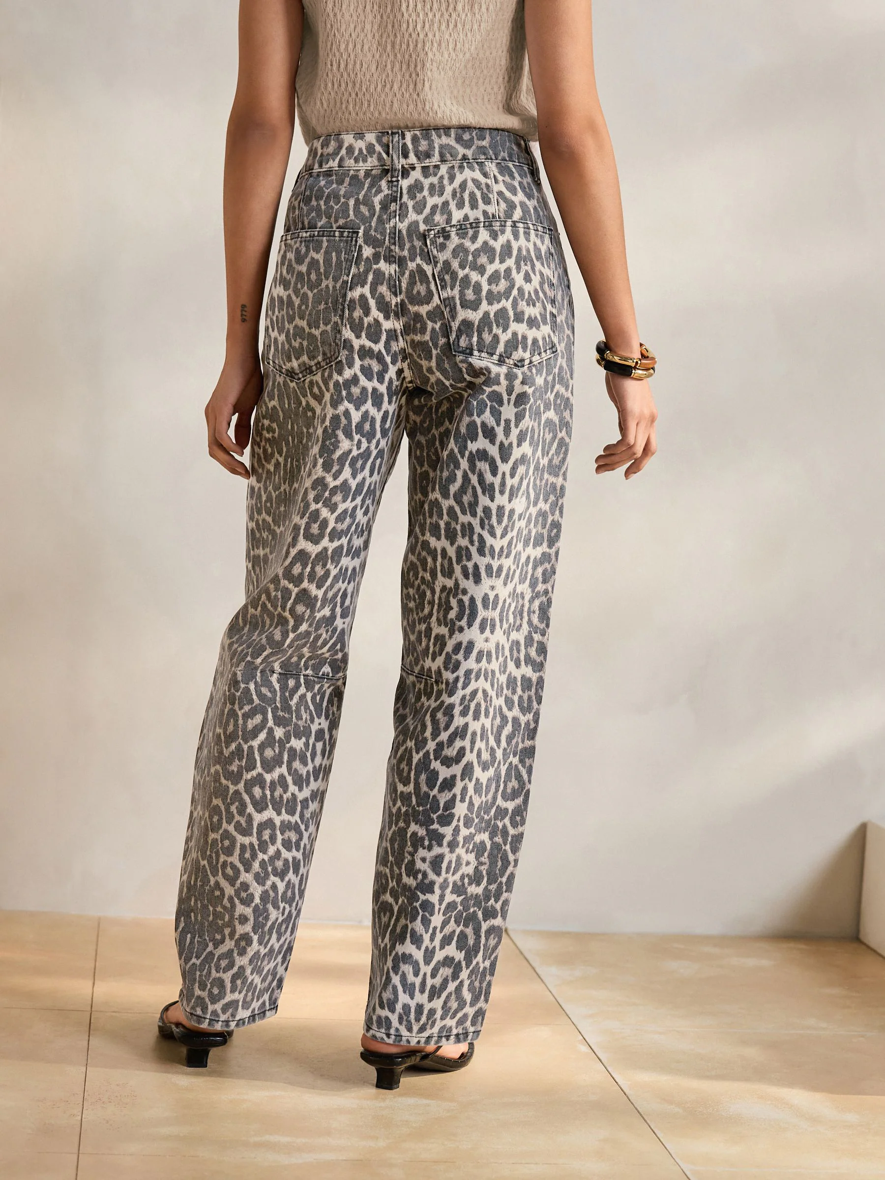 Luipaardprint - 100% katoenen Barrel jeans