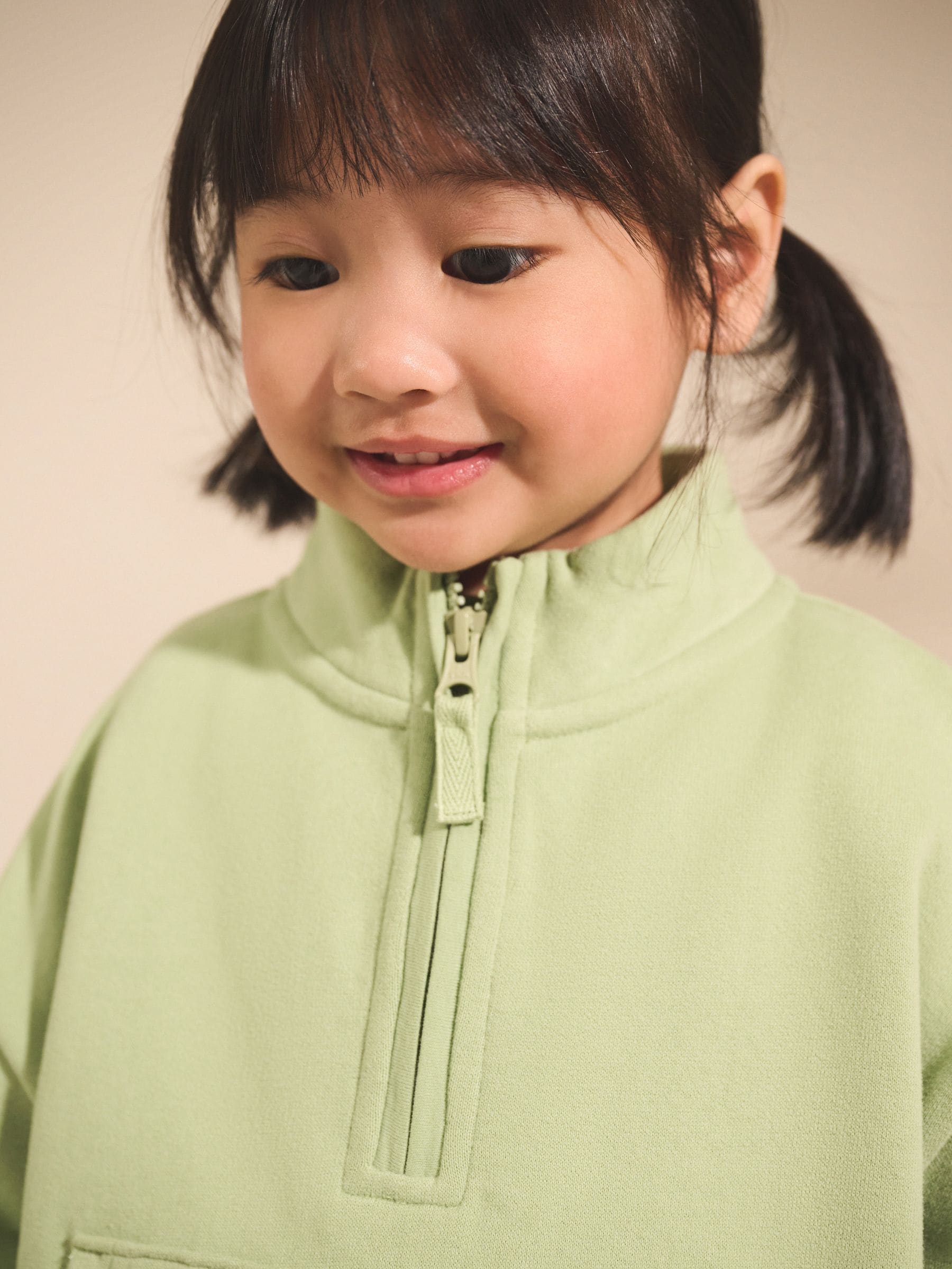 Grijs-groen - Sweatshirt met kwartrits (3mnd -7jr)