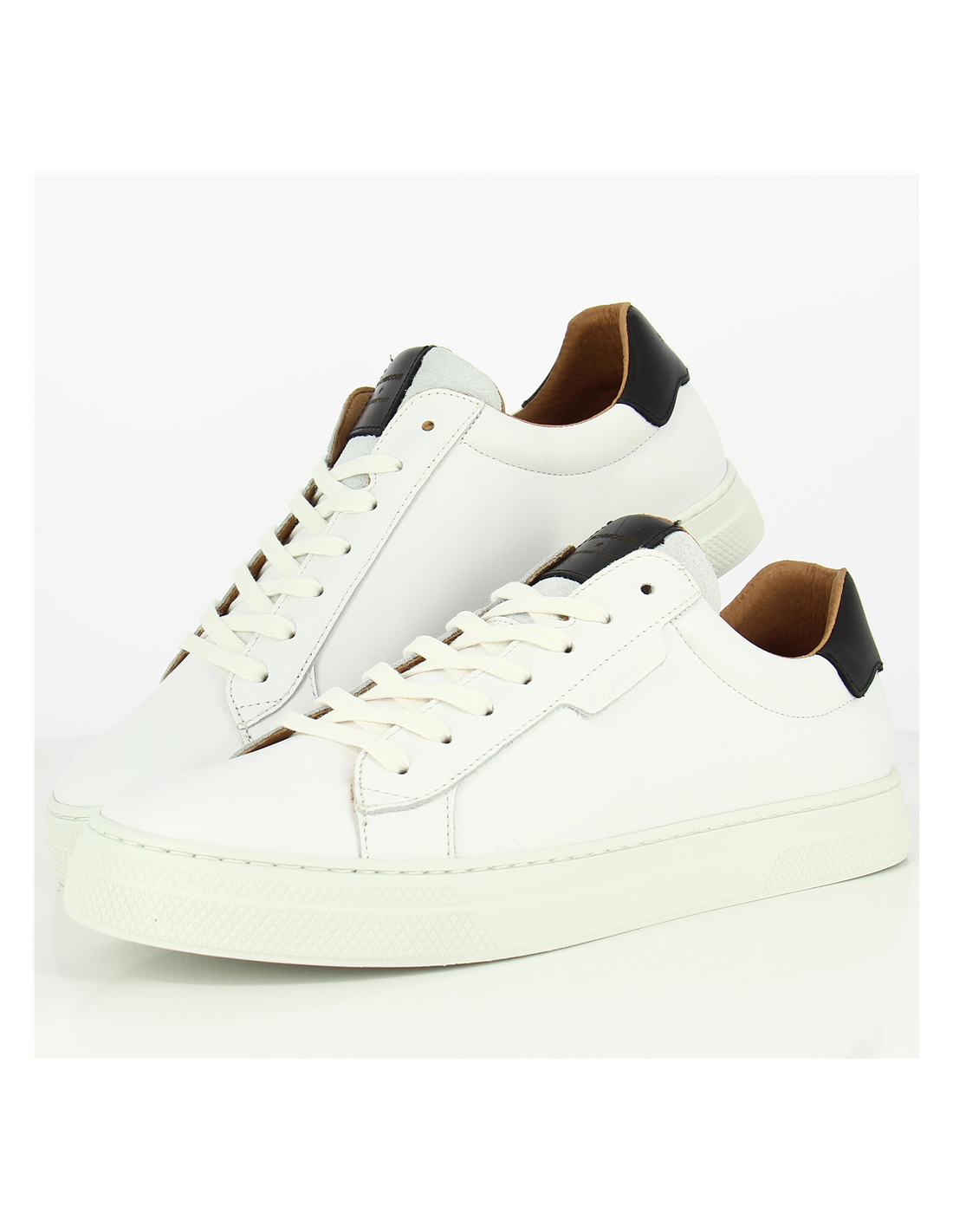 schmoove baskets de ville homme spark clay cuir blanc/noir