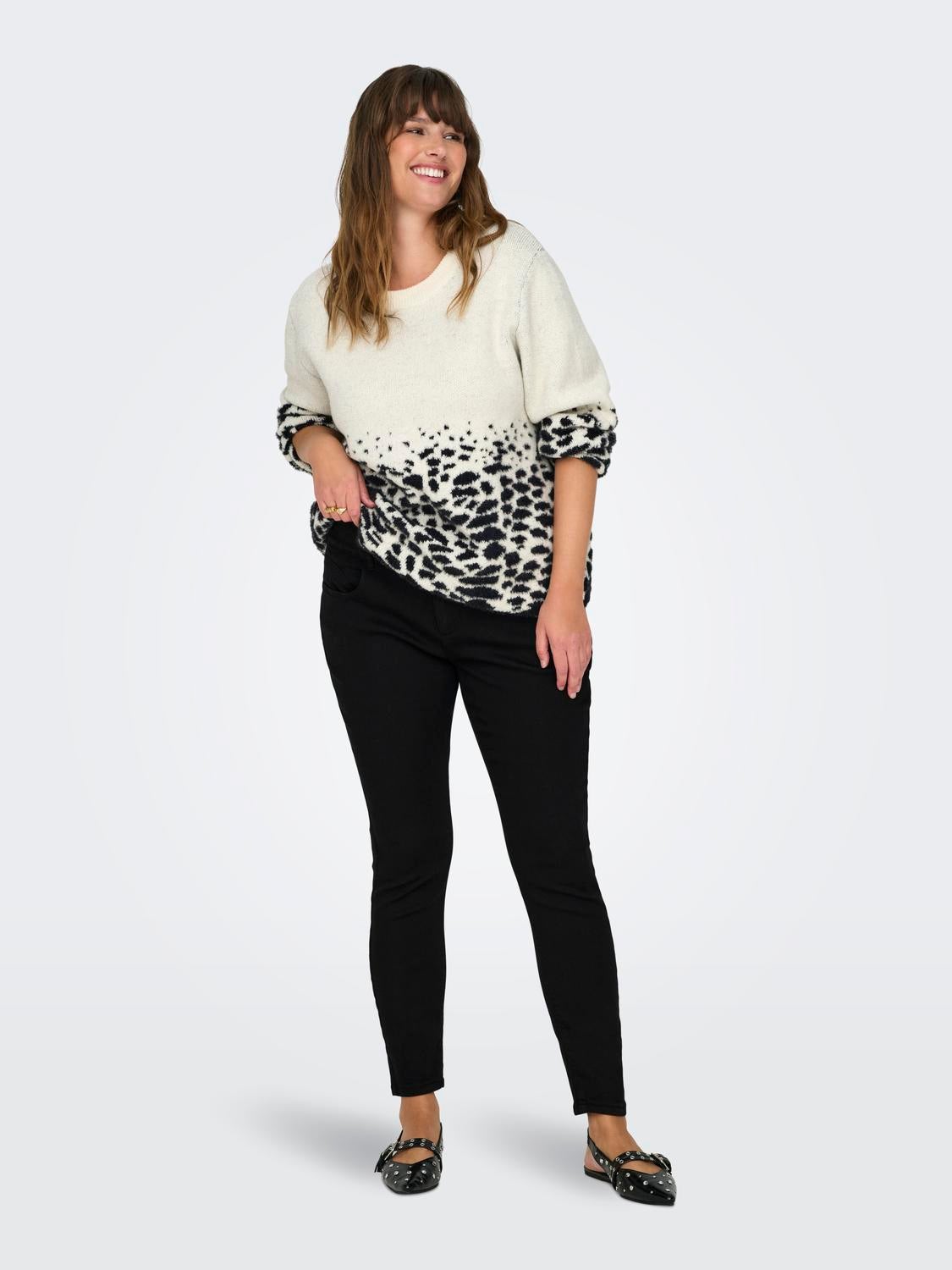 CARANNA Mittlere Taille Skinny Fit Jeans Black Denim