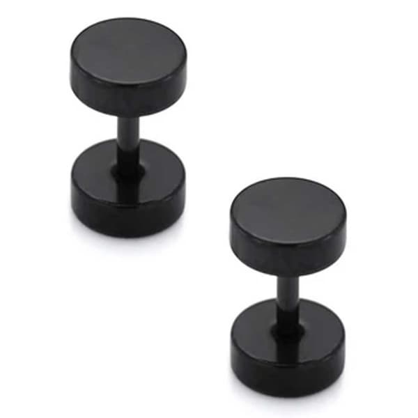 2 -pakk svart falsk plugg falske strekkørring piercing smykker - 6mm