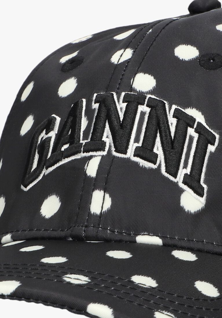 zwarte ganni pet printed nylon cap