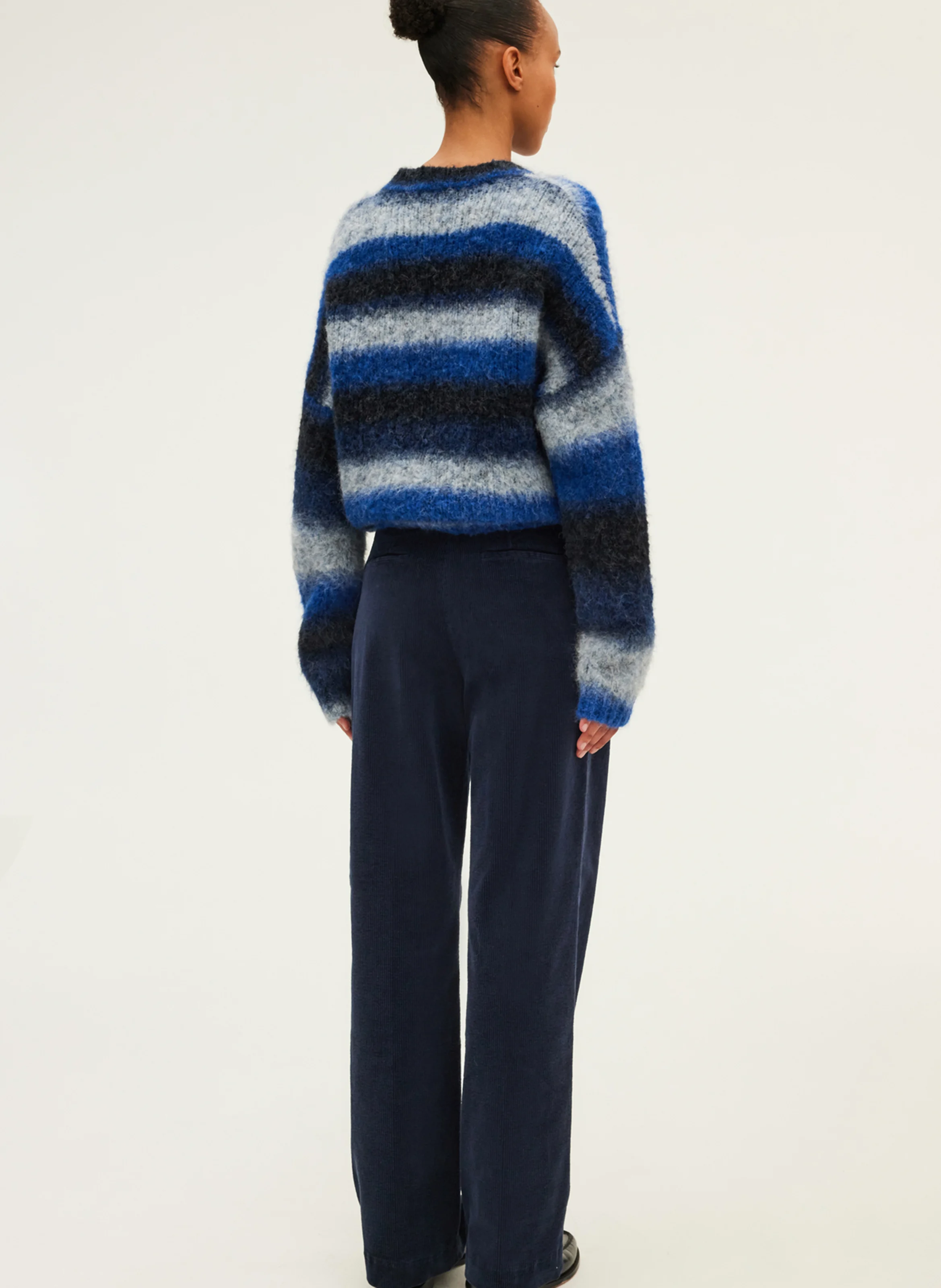 NUR - Pantalon droit en velours côtelé | Bleu