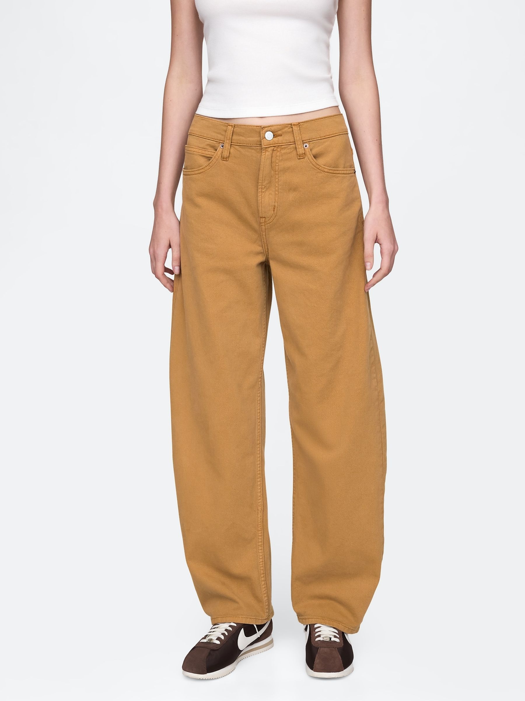 Bruin - Gap jeans met hoge taille en toelopende pijpen