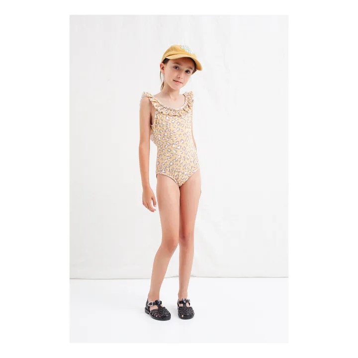 Tocoto Vintage Maillot de Bain à Volants Léopard | Jaune