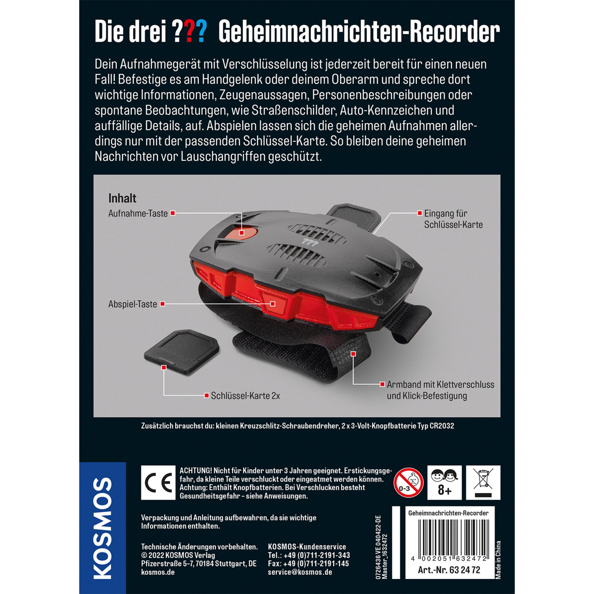 Kosmos Detektiv-Sets Die drei ??? Geheimnachrichten-Recorder