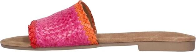 Lazamani Stijlvolle Leren Slippers Pink Dames