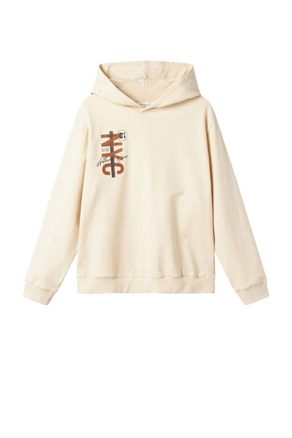 NAME IT hoodie NKMVUGO met printopdruk lichtzand