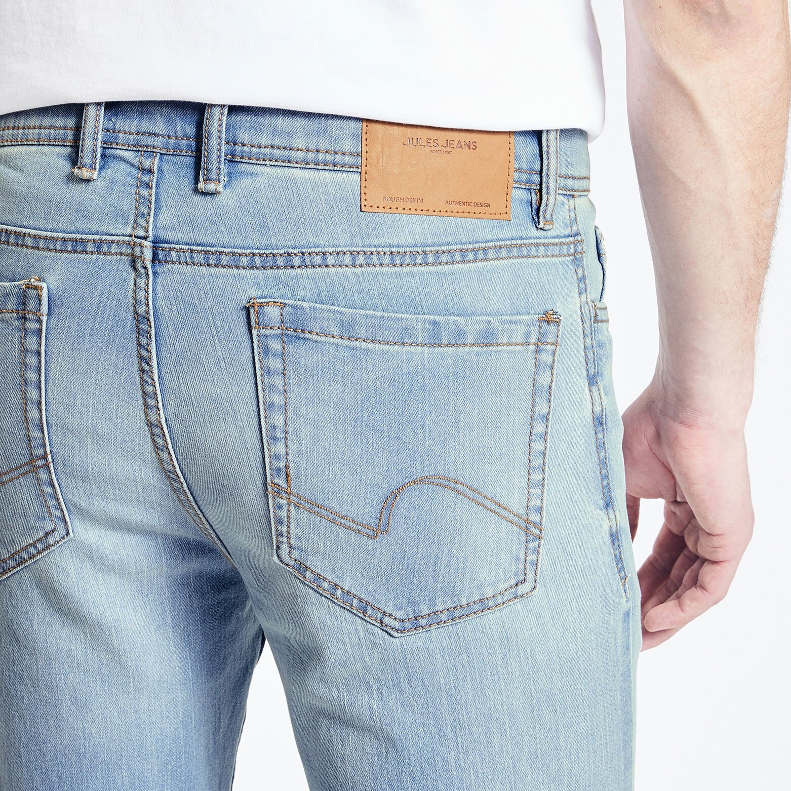Jean slim en coton et polyester recyclés waterless Bleu moyen