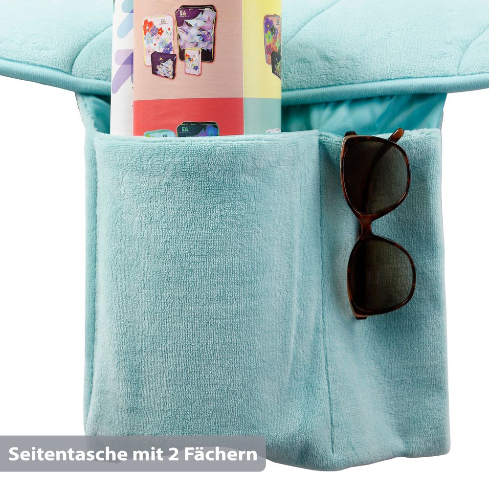 WOHNWOHL® Viskoelastische Sonnenliegenauflage • Liegenauflage • Liegenbezug • Liegestuhl-Auflage • mit Memory Schaumstoff • inklusive Seitenfach • Größe: 190x58cm • versch. Farben