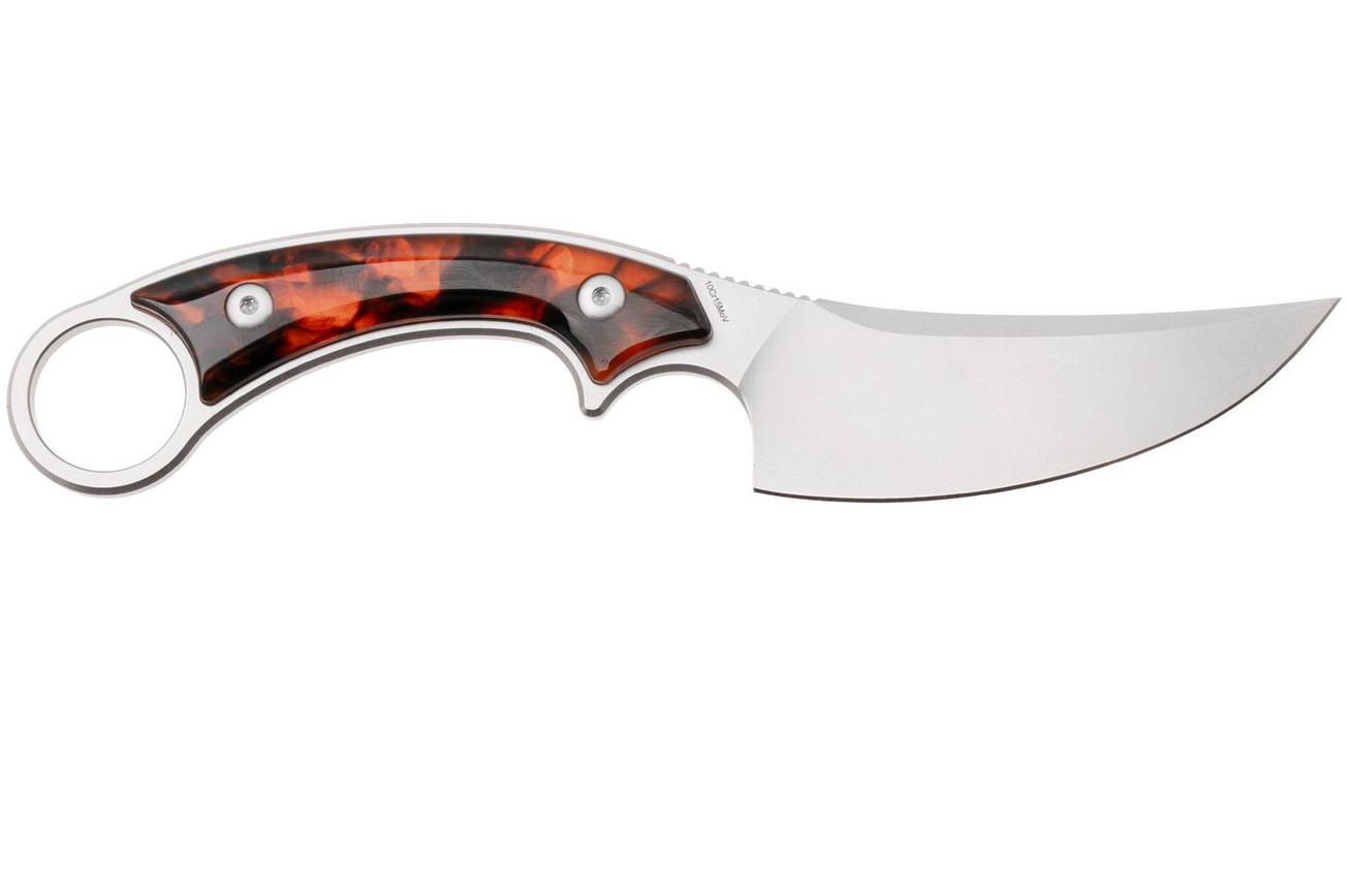 QSP Knife Viper QS166-C1 Stonewashed 10Cr15MoV, Tortoise Resin, vaststaand mes