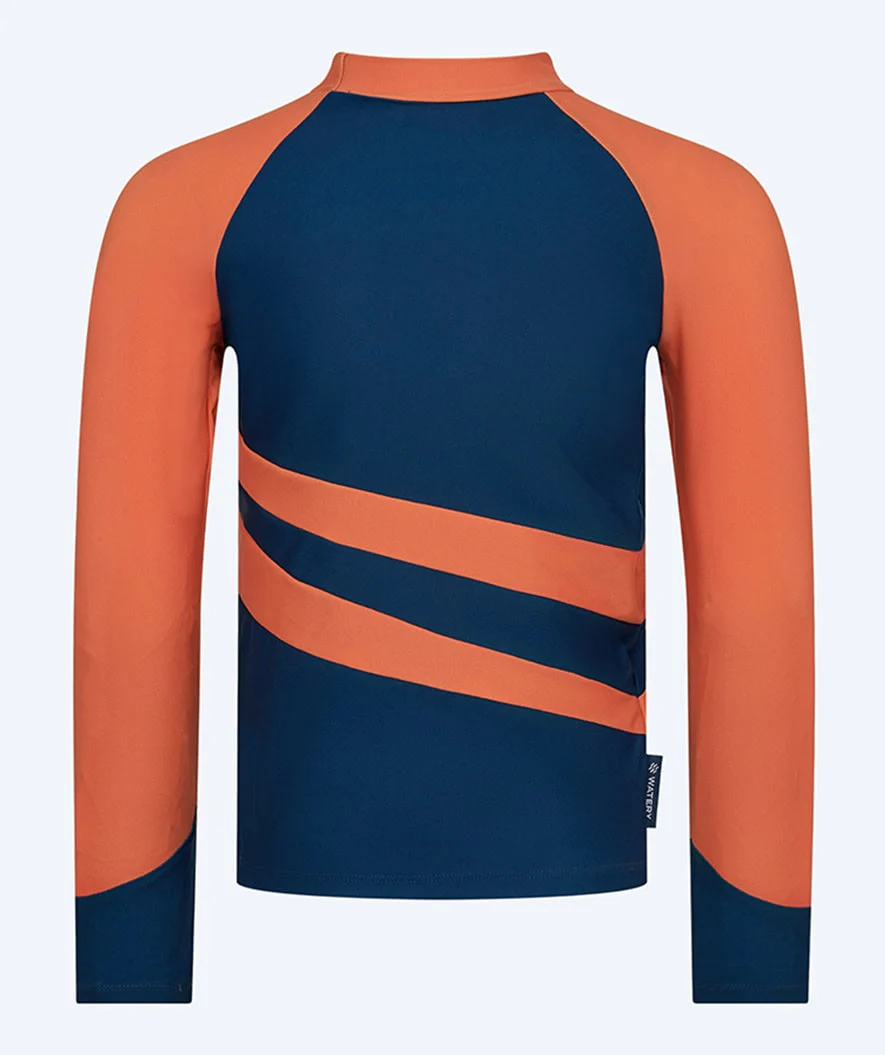 Watery UV-trøje til børn - Manami Langærmet Rashguard - Orange/blå
