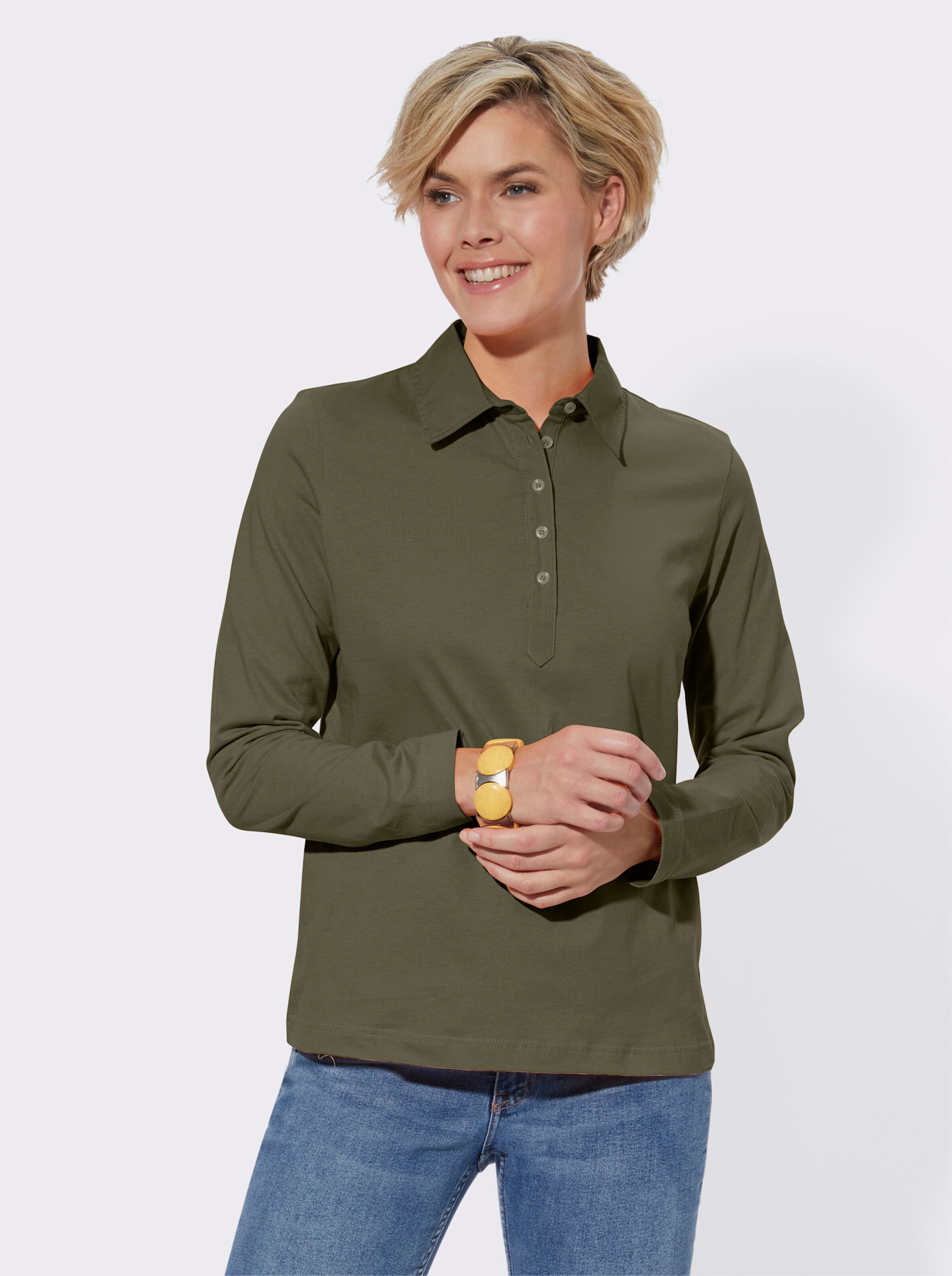 Langarm-Poloshirt