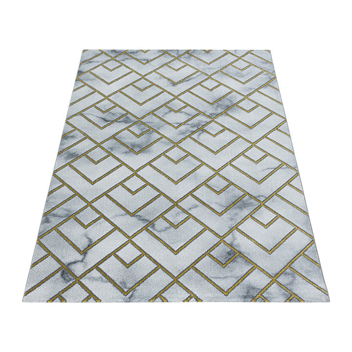 Modern vloerkleed - Marble Pattern Grijs/Goud | Topper