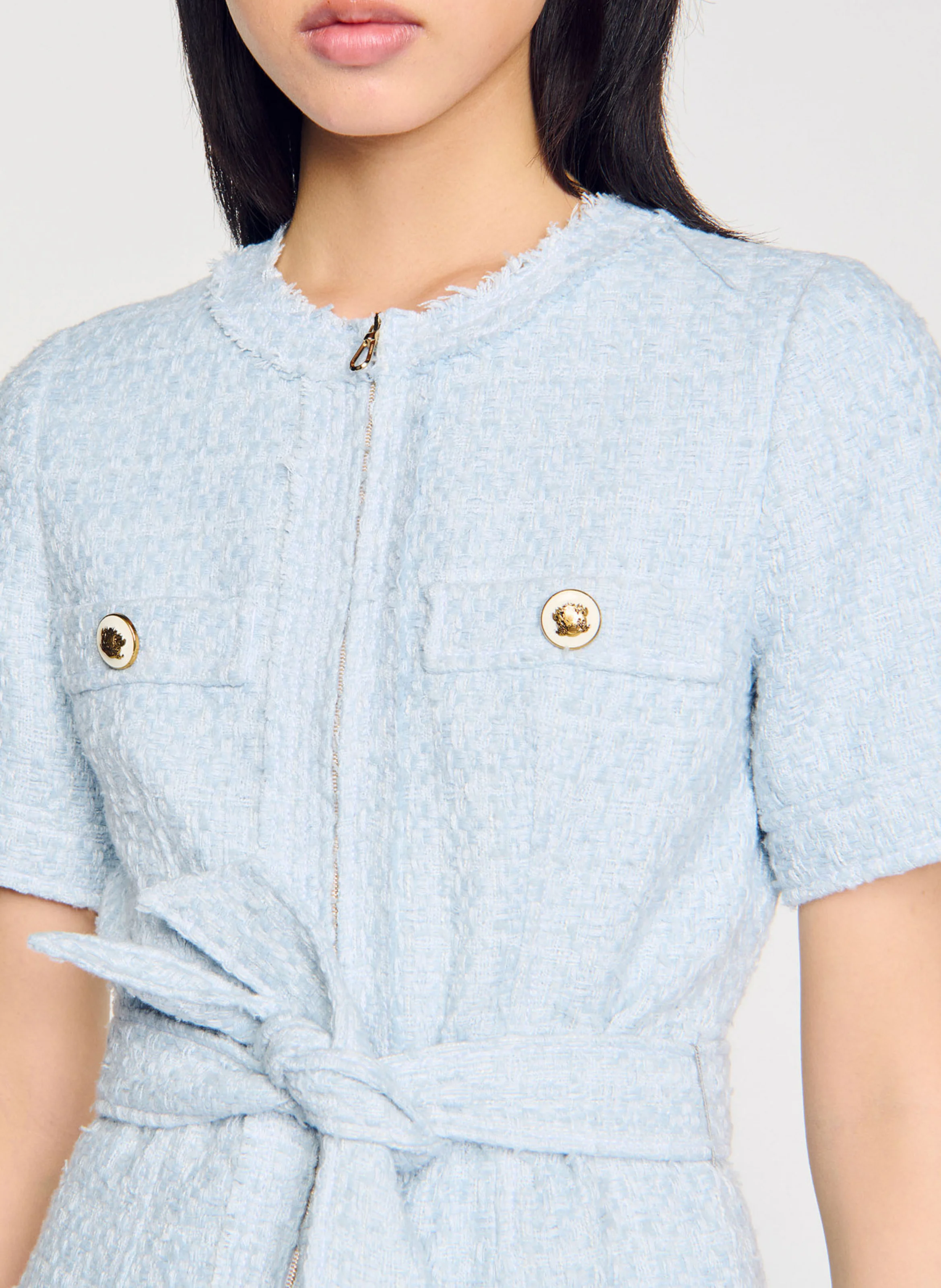 Robe courte effet tweed | Bleu