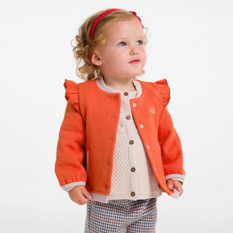 Gilet molleton à volants orange bébé fille Orange