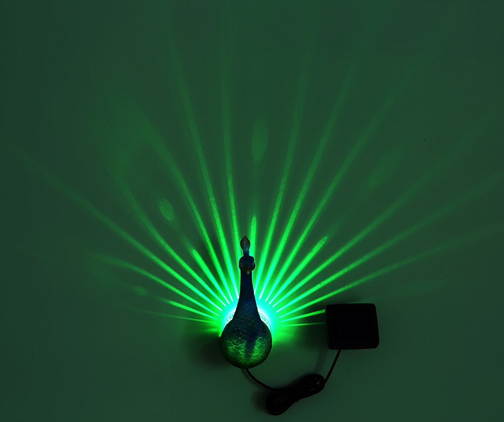 RGB LED Solarleuchte, Pfau-Design, Wandmontage, L 11 cm