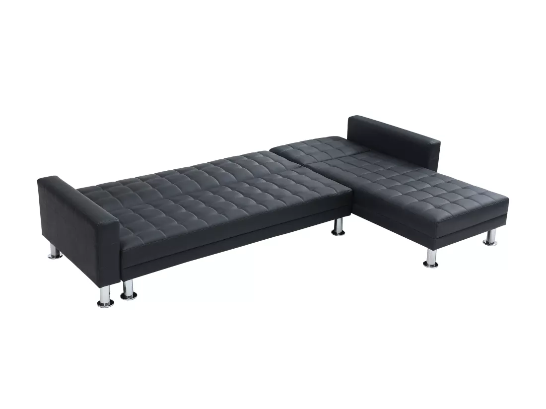 Canapé d'angle convertible et réversible en simili noir WILLIS II
