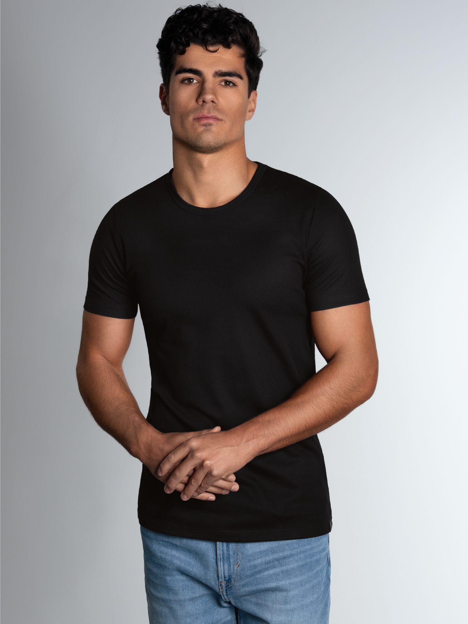 T-Shirt aus Baumwolle/Elastan Schwarz