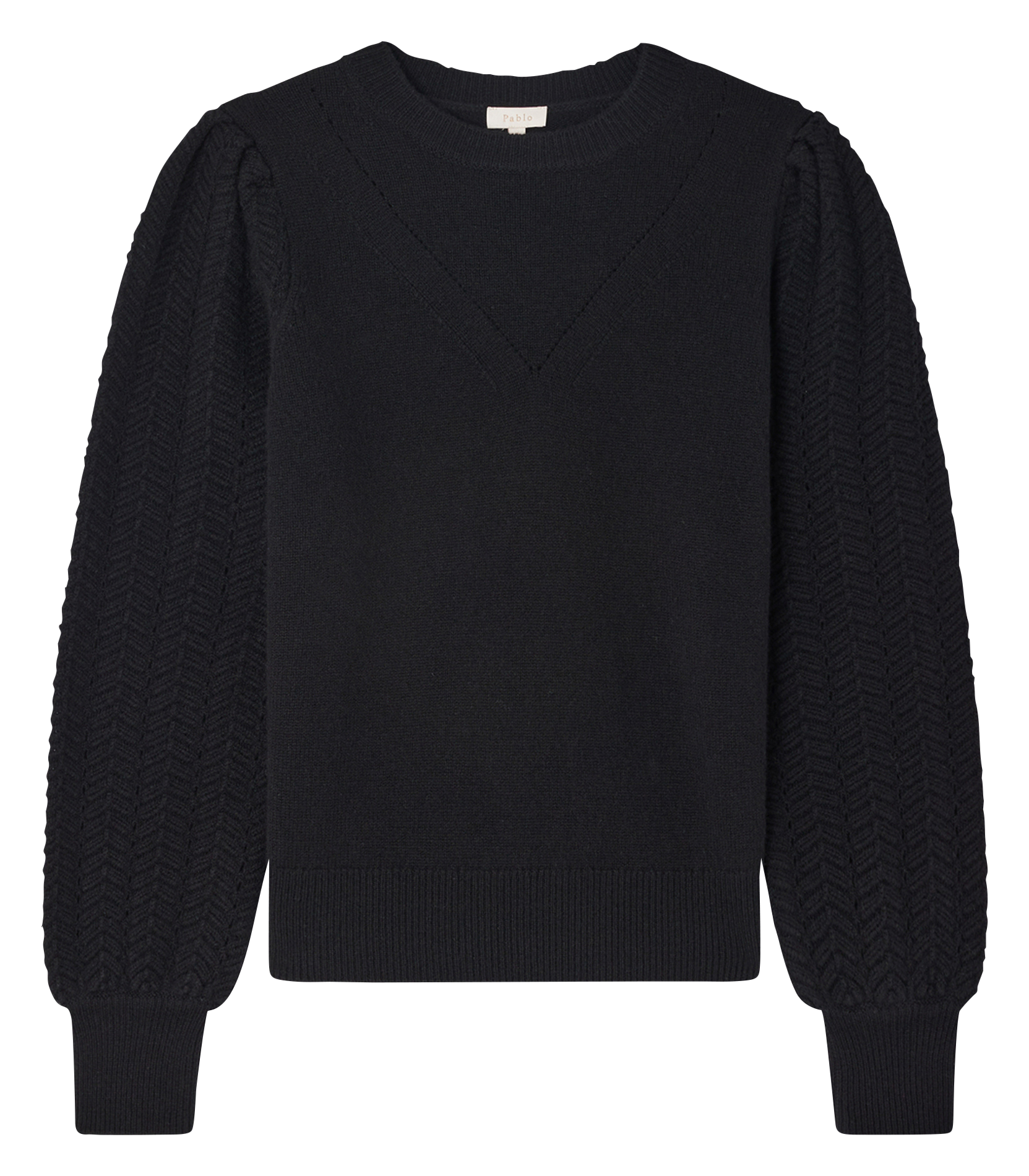 JANITA - Pull col rond en laine | Noir