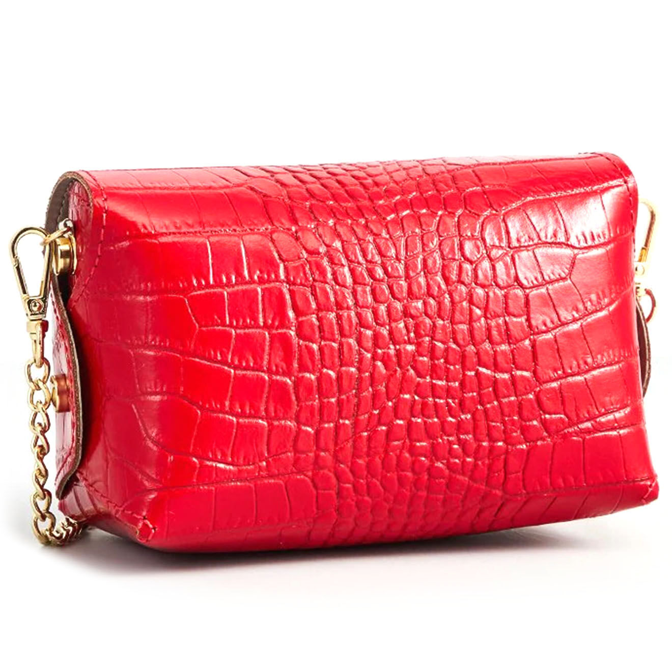 Christian Laurier Sac bandoulière  Etienne en Cuir effet croco rouge - 16x10x9 cm
