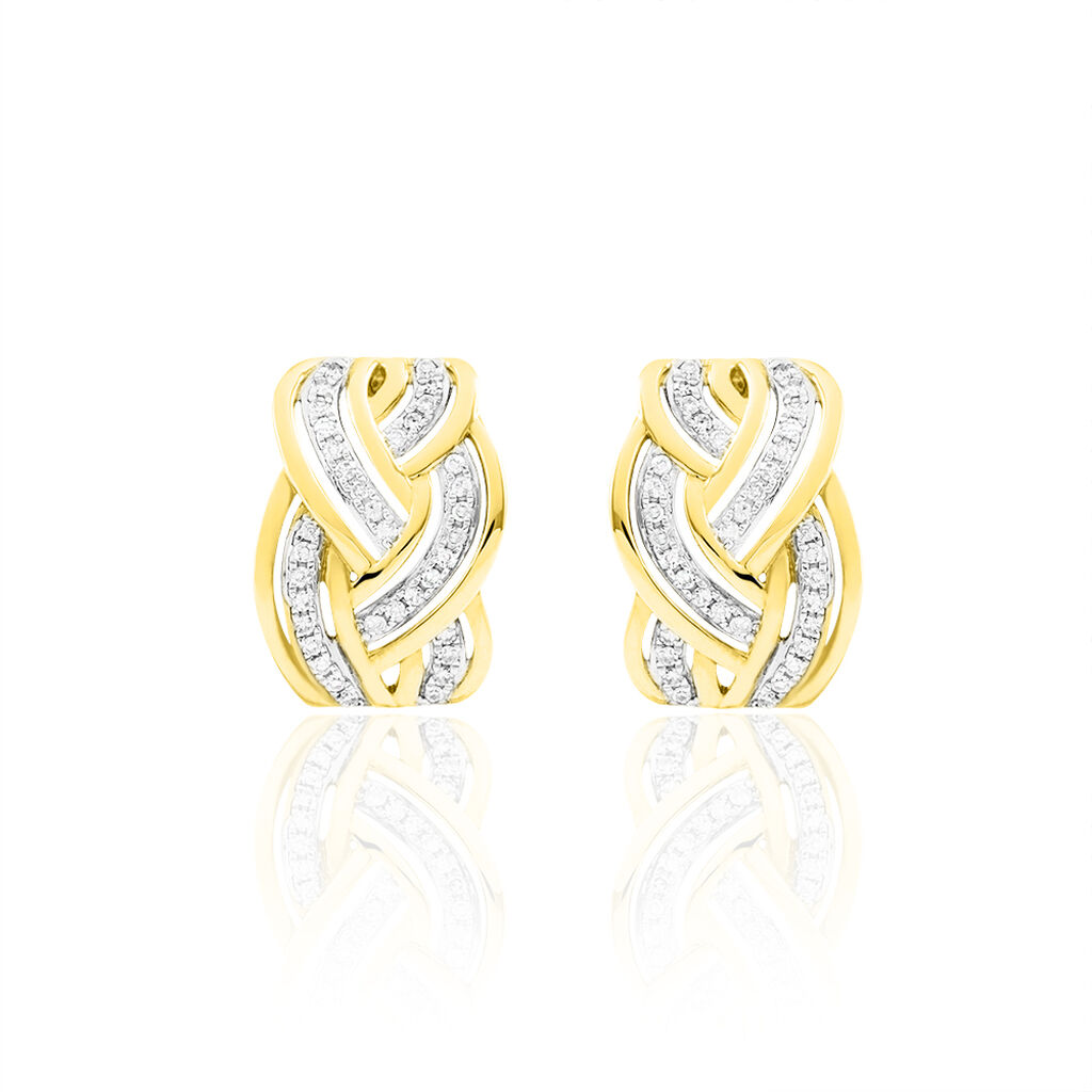 Boucles D'oreilles Puces Leopoldine Or Jaune Diamant