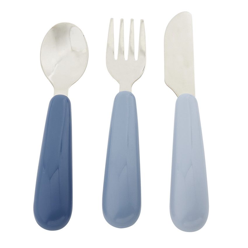 Set de 3 couverts Yummix en métal Bleu - Ecru