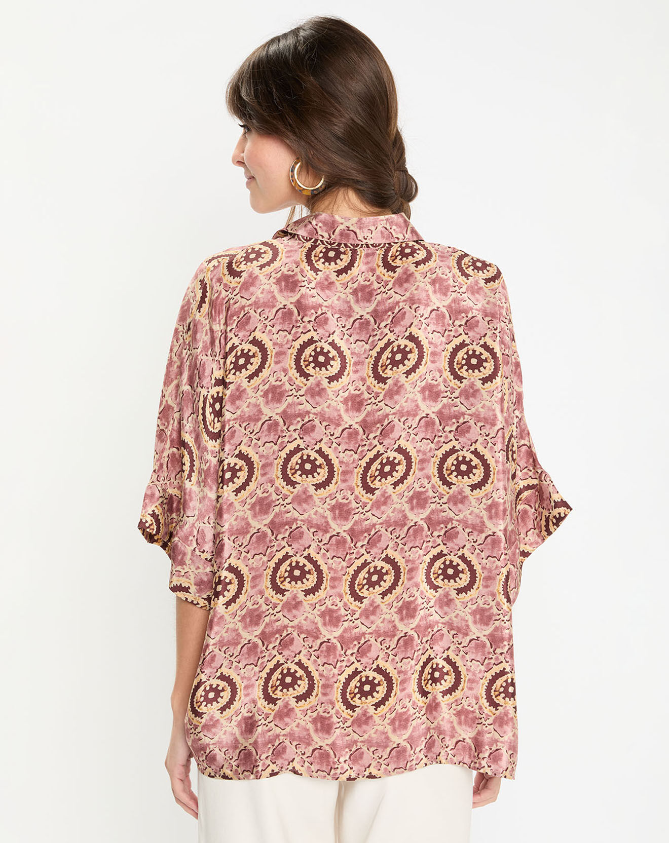 Lauren Vidal Blouse en Soie mélangée Soon imprimé toscan rose