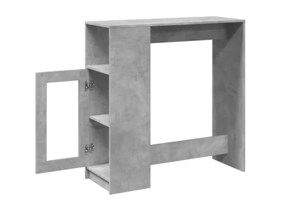 Table de bar avec étagères gris béton bois d'ingénierie