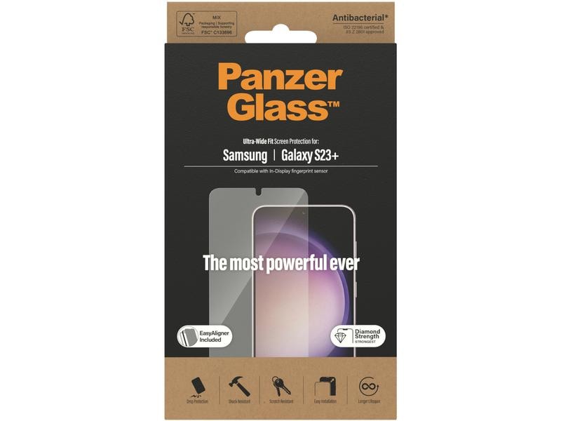 Panzerglass Displayschutz Ultra Wide Fit S23  mit Applicato Display-Schutzfolie für das Samsung Galaxy S23  mit Montagehilfe