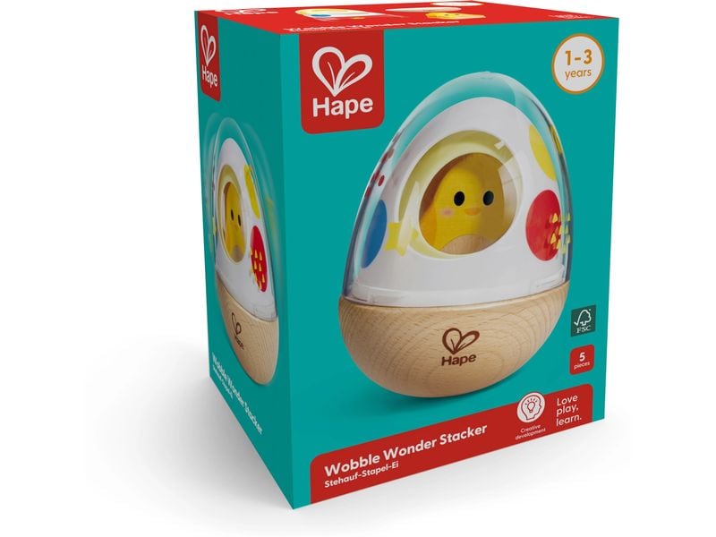 Hape Stehauf-Stapel-Ei Stapelspiel mit drei verschiedenen Eierschalen