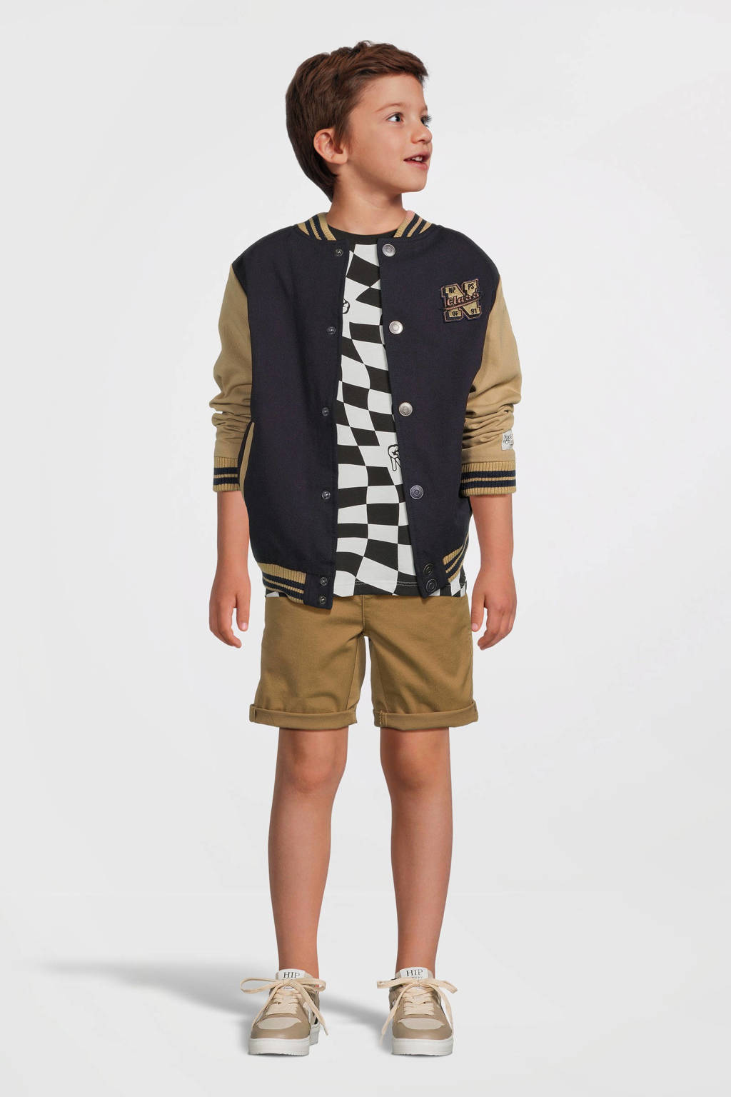 Orange Stars T-shirt Pedro met all over print zwart/wit