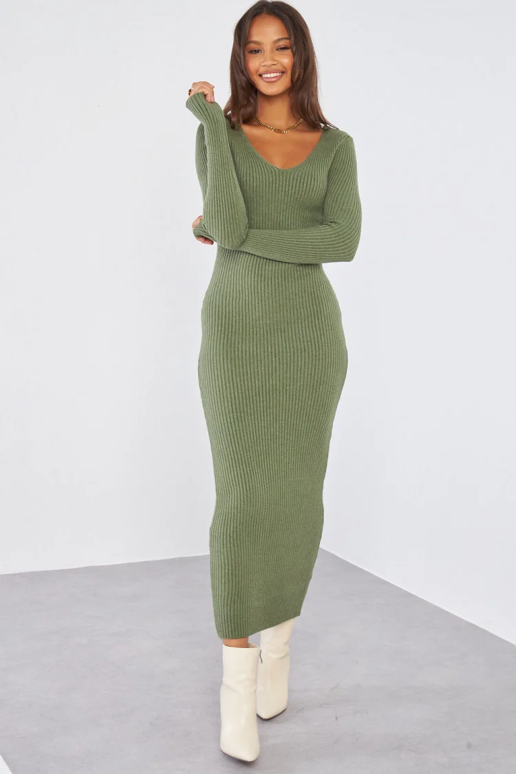 Robe longue kaki basic moulante