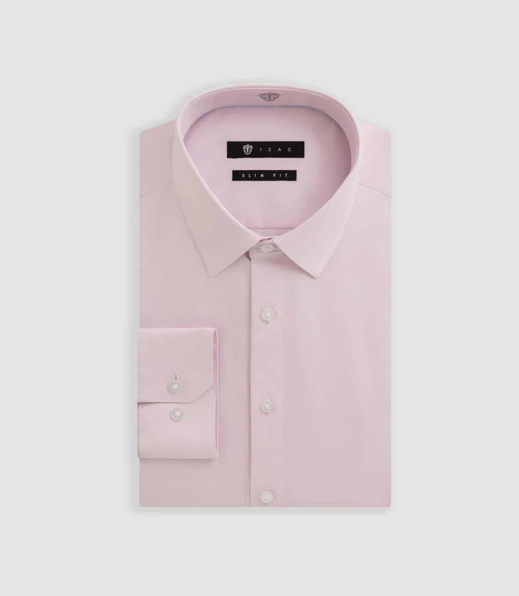 Chemise satin slim rose 