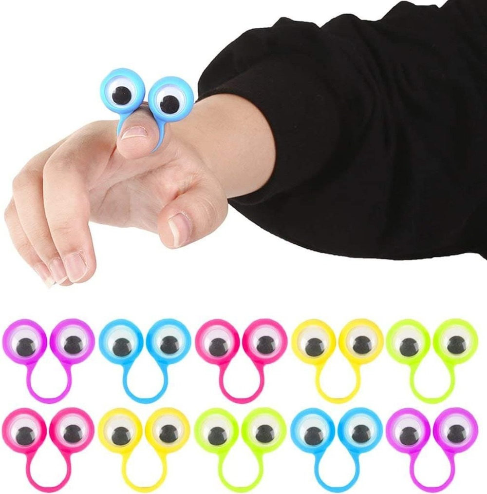 (50er Set) Finger Ring Wackelaugen Kinder Spielzeug Fingerpuppen - Assortiert