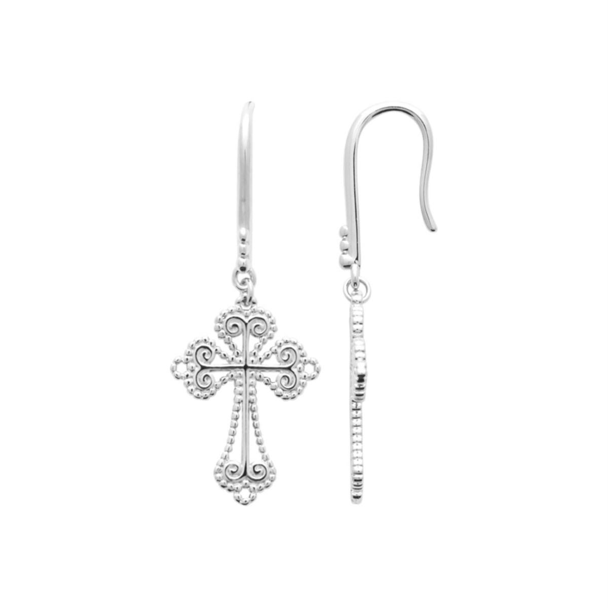 Boucles d'oreilles croix tréflée Argent 925 Rhodié
