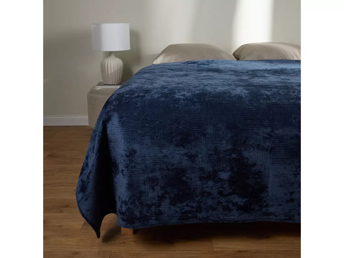 Jeté de lit Quadron Bleu Foncé Polyester 200x220