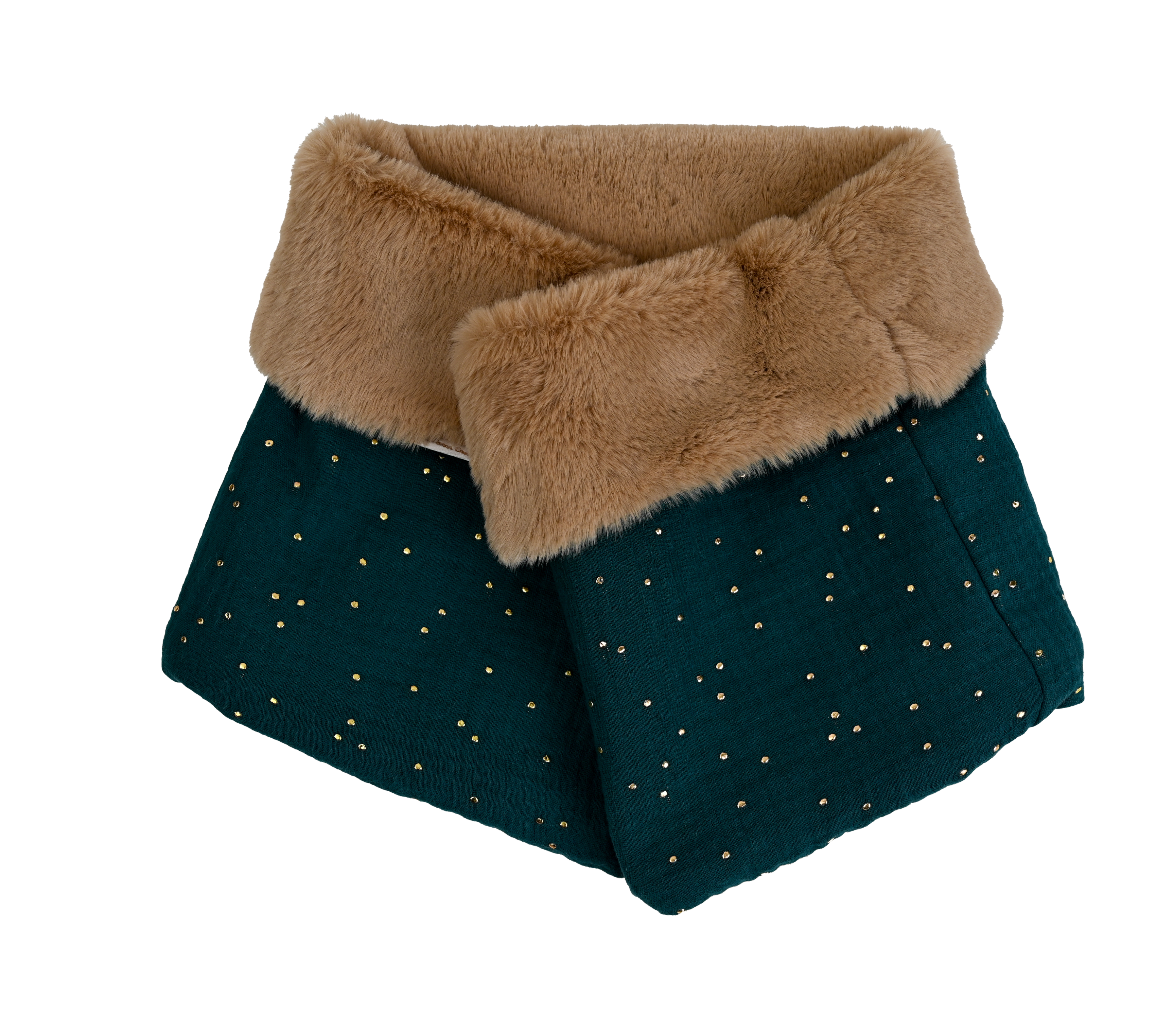 Echarpe Tube Adulte Gaze Pois Or Vert Canard