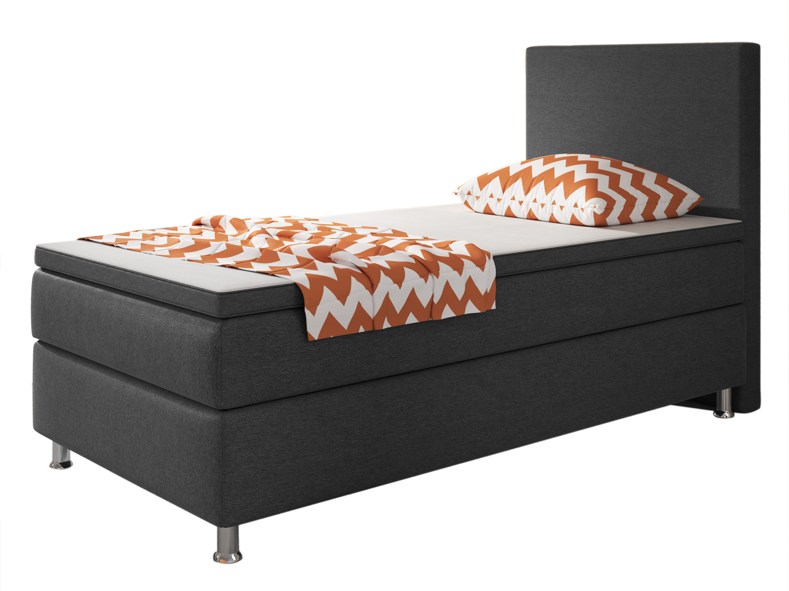 Boxspringbett - anthrazit - H3 - 90x200 cm