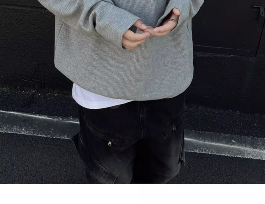 Lingaris - Sweatshirt met halve rits en effen kleur