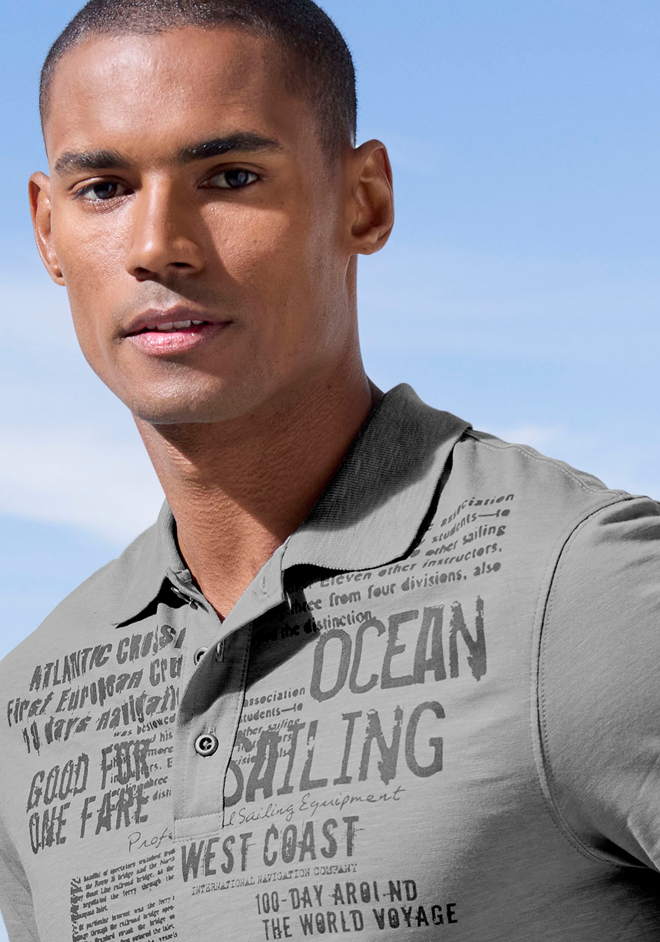 John Devin Poloshirt »mit Print«, Regular-Fit, aus Slub-Qualität, mit Print