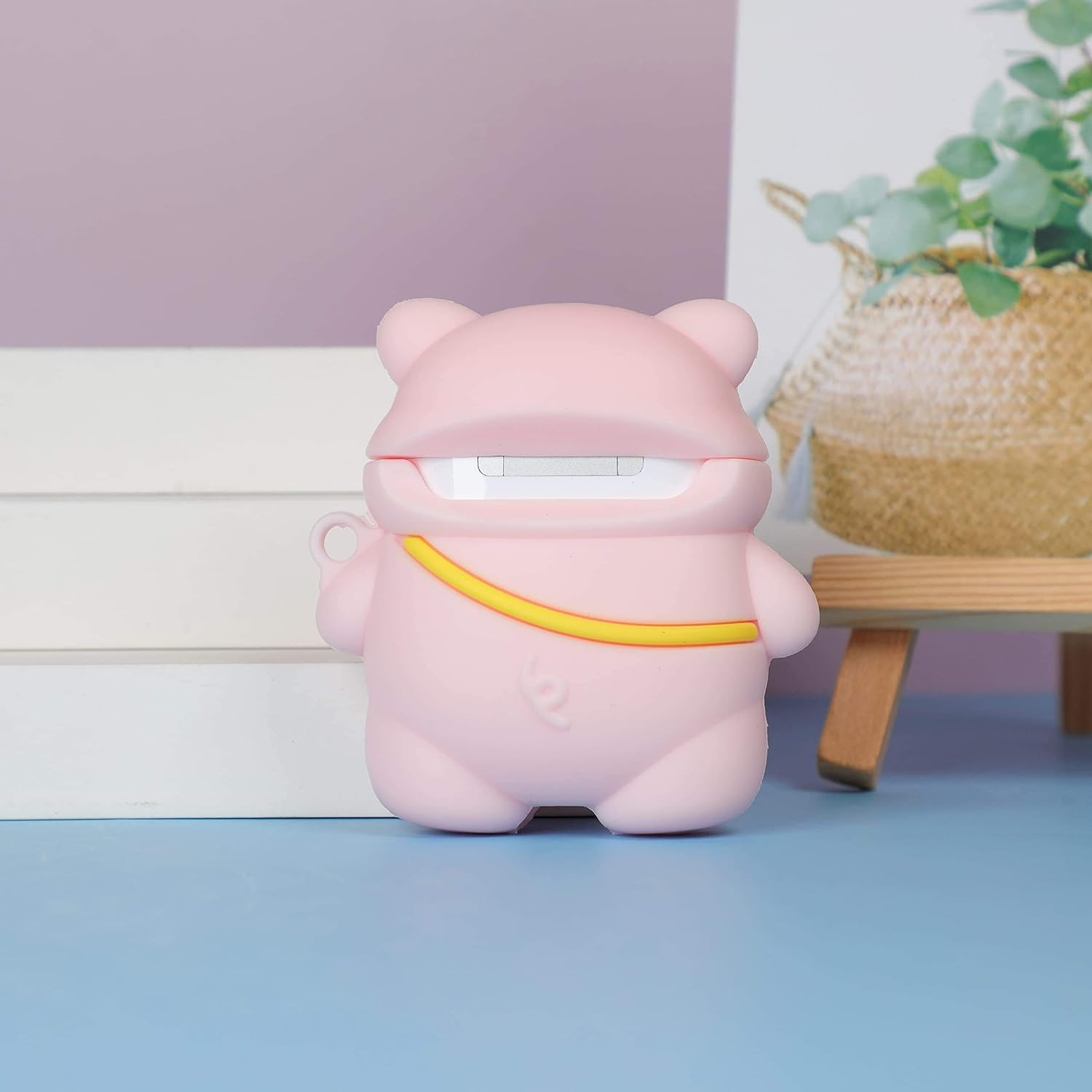 AirPods Pro Silikon Case Schutzhülle Abdeckung mit Karabinerhaken - Schweinchen