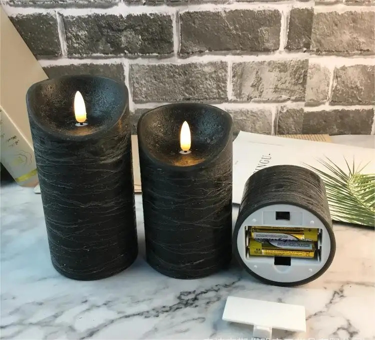 (3er Set) Echtwachs LED Kerze Home Deko Halloween Stimmungsleuchte inkl. Fernbedienung (Batteriebetrieben) - Warmweiss