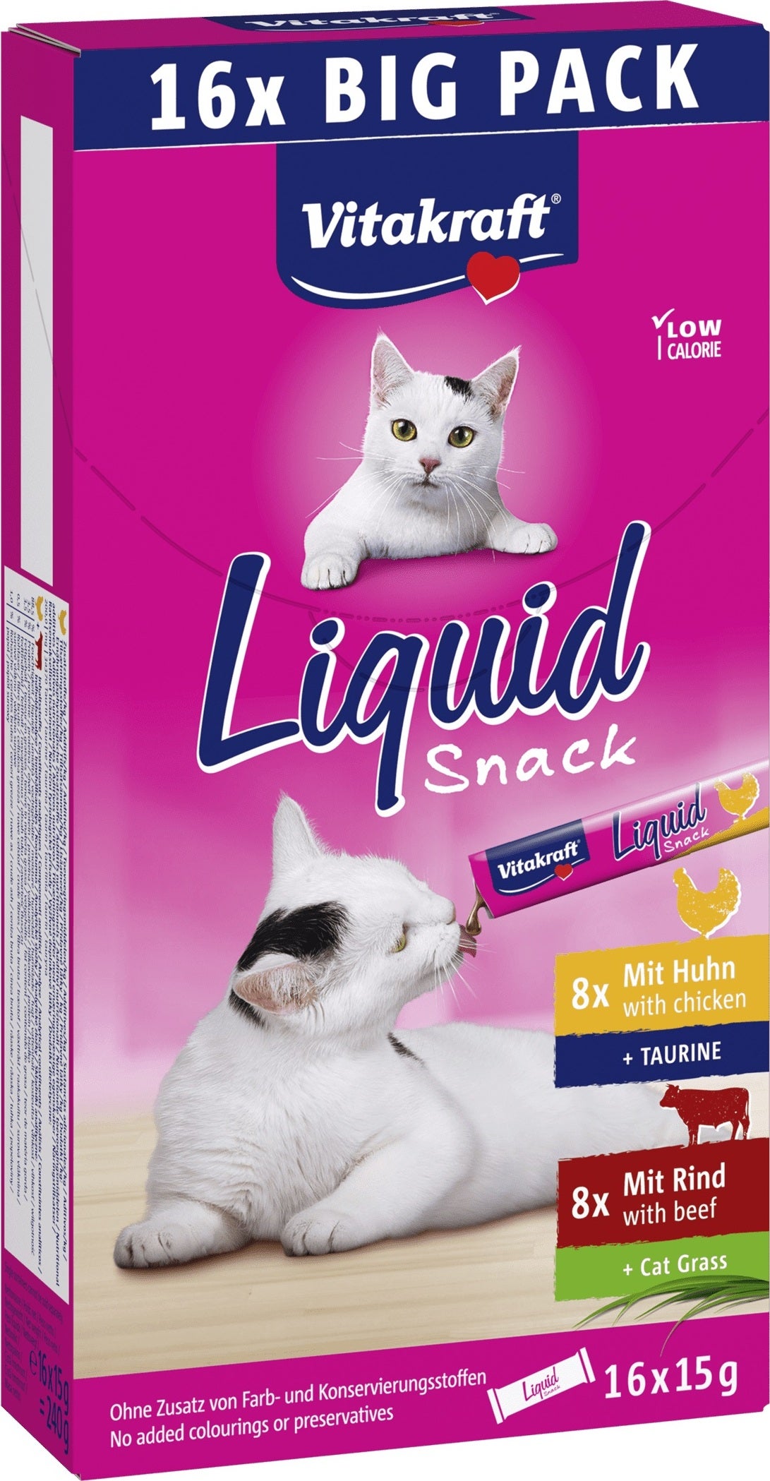 Vitakraft kattensnack Liquid kip en rund 15 g 16 stuks
