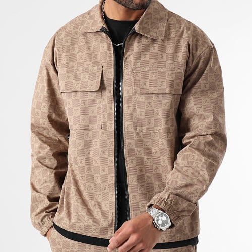 Ensemble Veste Zippée Et Pantalon Cargo Damier 0036 Beige