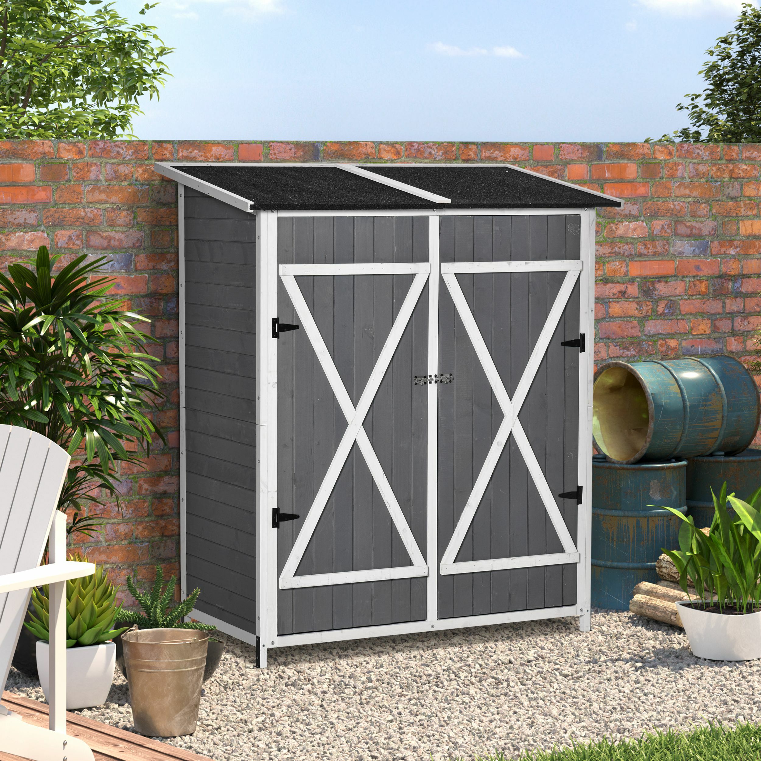 Outsunny Gerätehaus mit 2 Türen 139B x 75T x 160H cm